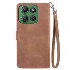 For Motorola Moto G Power 2025 Embossed Flower Zipper Leather Phone Case(Brown) - 3