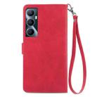 For Realme C65 Embossed Flower Zipper Leather Phone Case(Red) - 3