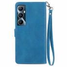 For Realme C65 Embossed Flower Zipper Leather Phone Case(Blue) - 3