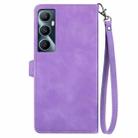 For Realme C65 Embossed Flower Zipper Leather Phone Case(Purple) - 3