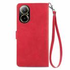 For Realme C67 4G Embossed Flower Zipper Leather Phone Case(Red) - 3