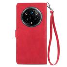 For Realme 14 Pro+ Embossed Flower Zipper Leather Phone Case(Red) - 3