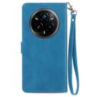 For Realme 14 Pro+ Embossed Flower Zipper Leather Phone Case(Blue) - 3