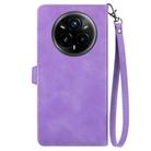 For Realme 14 Pro+ Embossed Flower Zipper Leather Phone Case(Purple) - 3