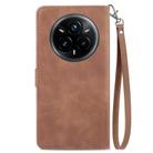 For Realme 14 Pro+ Embossed Flower Zipper Leather Phone Case(Brown) - 3