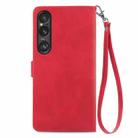 For Sony Xperia 1 VI Embossed Flower Zipper Leather Phone Case(Red) - 3