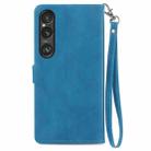 For Sony Xperia 1 VI Embossed Flower Zipper Leather Phone Case(Blue) - 3