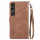 For Sony Xperia 1 VI Embossed Flower Zipper Leather Phone Case(Brown) - 3