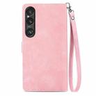 For Sony Xperia 5 VI Embossed Flower Zipper Leather Phone Case(Pink) - 2