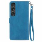 For Sony Xperia 5 VI Embossed Flower Zipper Leather Phone Case(Blue) - 3