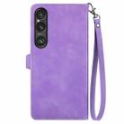 For Sony Xperia 5 VI Embossed Flower Zipper Leather Phone Case(Purple) - 3