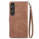 For Sony Xperia 10 VI Embossed Flower Zipper Leather Phone Case(Brown) - 3