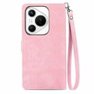 For Huawei Pura 70 Embossed Flower Zipper Leather Phone Case(Pink) - 3