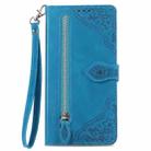 For Huawei Pura 70 Embossed Flower Zipper Leather Phone Case(Blue) - 2