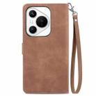 For Huawei Pura 70 Embossed Flower Zipper Leather Phone Case(Brown) - 3