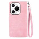 For Huawei Pura 70 Pro+ Embossed Flower Zipper Leather Phone Case(Pink) - 3
