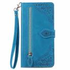 For Huawei Pura 70 Pro+ Embossed Flower Zipper Leather Phone Case(Blue) - 2