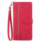 For Huawei Pura 70 Ultra Embossed Flower Zipper Leather Phone Case(Red) - 2