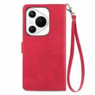 For Huawei Pura 70 Ultra Embossed Flower Zipper Leather Phone Case(Red) - 3