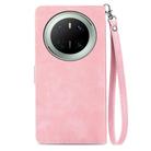 For Huawei Mate 70 Embossed Flower Zipper Leather Phone Case(Pink) - 3