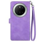 For Huawei Mate 70 Embossed Flower Zipper Leather Phone Case(Purple) - 3
