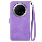 For Huawei Mate 70 Pro Embossed Flower Zipper Leather Phone Case(Purple) - 3
