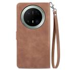 For Huawei Mate 70 Pro Embossed Flower Zipper Leather Phone Case(Brown) - 3