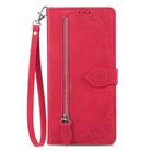 For Huawei Mate 70 Pro+ Embossed Flower Zipper Leather Phone Case(Red) - 2