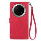 For Huawei Mate 70 Pro+ Embossed Flower Zipper Leather Phone Case(Red) - 3