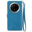 For Huawei Mate 70 Pro+ Embossed Flower Zipper Leather Phone Case(Blue) - 3