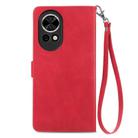 For Huawei nova 13 Embossed Flower Zipper Leather Phone Case(Red) - 3