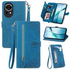 For Huawei nova 13 Embossed Flower Zipper Leather Phone Case(Blue) - 1