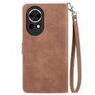For Huawei nova 13 Embossed Flower Zipper Leather Phone Case(Brown) - 3