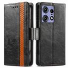 For Motorola Edge 50 Pro  CaseNeo Splicing Dual Magnetic Buckle Leather Phone Case(Black) - 1