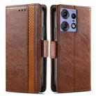 For Motorola Edge 50 Pro  CaseNeo Splicing Dual Magnetic Buckle Leather Phone Case(Brown) - 1