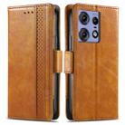 For Motorola Edge 50 Pro  CaseNeo Splicing Dual Magnetic Buckle Leather Phone Case(Khaki) - 1