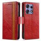 For Motorola Edge 50 Pro  CaseNeo Splicing Dual Magnetic Buckle Leather Phone Case(Red) - 1