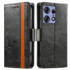 For Motorola Edge 50 Ultra CaseNeo Splicing Dual Magnetic Buckle Leather Phone Case(Black) - 1