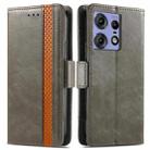 For Motorola Edge 50 Ultra CaseNeo Splicing Dual Magnetic Buckle Leather Phone Case(Gray) - 1