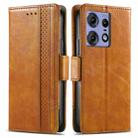 For Motorola Edge 50 Ultra CaseNeo Splicing Dual Magnetic Buckle Leather Phone Case(Khaki) - 1