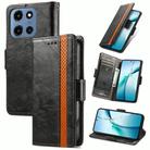 For Motorola Moto G 2025 CaseNeo Splicing Dual Magnetic Buckle Leather Phone Case(Black) - 1