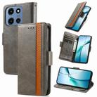 For Motorola Moto G 2025 CaseNeo Splicing Dual Magnetic Buckle Leather Phone Case(Gray) - 1