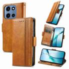 For Motorola Moto G 2025 CaseNeo Splicing Dual Magnetic Buckle Leather Phone Case(Khaki) - 1