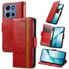For Motorola Moto G 2025 CaseNeo Splicing Dual Magnetic Buckle Leather Phone Case(Red) - 1