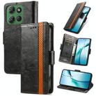 For Motorola Moto G Power 2025 CaseNeo Splicing Dual Magnetic Buckle Leather Phone Case(Black) - 1