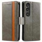 For Sony Xperia 1 VI CaseNeo Splicing Dual Magnetic Buckle Leather Phone Case(Gray) - 1