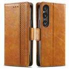 For Sony Xperia 1 VI CaseNeo Splicing Dual Magnetic Buckle Leather Phone Case(Khaki) - 1