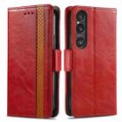 For Sony Xperia 10 VI CaseNeo Splicing Dual Magnetic Buckle Leather Phone Case(Red) - 1