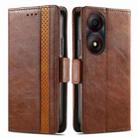 For ZTE Blade A34  CaseNeo Splicing Dual Magnetic Buckle Leather Phone Case(Brown) - 1