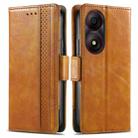 For ZTE Blade A34  CaseNeo Splicing Dual Magnetic Buckle Leather Phone Case(Khaki) - 1